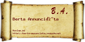 Berta Annunciáta névjegykártya